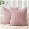 Topfinel Federe de Cuscini 45x45 in Velluto a Coste per Divano Rosa Copricuscini Quadrati Elegante Decorativa per Salotto Moderno Cuscino Cerniera Invisibile per Camera da Letto Set 2 Pezzi
