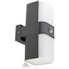 HUBER Lampada da parete a LED con sensore di movimento, 140°, 20 W, 3300 lm, IP65, con sensore di movimento, lampada da parete interna, tubo, antracite