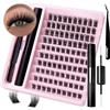 Dioche Ciglia Finte Ricci Spesse, Eyeliner Magnetico con Kit Ciglia Migliora L'efficienza, Ciglia Finte Riutilizzabili 100 Grappoli, Colla da 3ml e Pinzetta