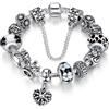 ATE A TE® Bracciale Charms Fiore Vetro beads queen Catena Sicurezza Regalo Donna #JW-B110 (Nero)