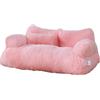 CUSROS Divano letto calmante per cani, ortopedico, soffice e soffice, con fodera rimovibile e lavabile, grande letto ortopedico in memory foam, con cuscino (caffè, medio), rosa