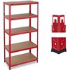relaxdays Scaffale in Metallo, Capacità fino a 875 kg, 5 Ripiani ad Incastro Cantina HLP 180x90x45cm Acciaio, MDF, Rosso