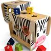 bee SMART Sorter in Legno a Forma di Zebra | Giocattolo per l'apprendimento dei Colori e delle Forme | Cubo di attività Montessori per Bambini dai 18M+ | Regali di Compleanno per Bambini
