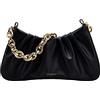 JOLLQUE Borsa a tracolla per le donne, piccola pelle gnocchi borse borsetta, catena oro sera pochette, Nero