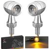 evermotor Frecce LED Moto Omologate, 12V 2 Pezzi Cromato E24 Universale Mini Indicatori di Direzione Segnale IP67 impermeabile