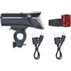 Prophete Set di luci a LED, 100/50/25 lux, montaggio senza attrezzi, agli ioni di litio con USB, StVZO