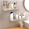 CGBE Mensola per Doccia Senza Foratura, Confezione da 2 Mensole per Bagno, Cestini per Doccia, Mensole per Bagno in Plastica Autoadesive con Montaggio a Parete per Bagno e Cucina.(Clear, Large*2)