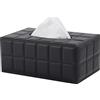 XNONE Supporto per scatola in tessuto, in pelle, moderno, rettangolare, in tessuto, con fondo rinforzato con magneti, adatto per casa, hotel, ristorante, ufficio, auto (griglia nera)