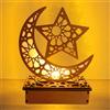 Leonshco Eid Mubarak Ramadan Lampada decorativa a LED Ramadan, Eid Mubarak, luce notturna in legno, decorazione da tavolo in legno, lampada lunare, musulmana Eid Ramadan Night Light, adatta per Eid Mubarak,