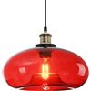 HJXDtech Lampadario a sospensione industriale vintage con cupola in vetro, Lampada da soffitto a soppalco E27 in ottone rame (Rosso)