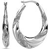 LeCalla Orecchini a cerchio in argento Sterling Orecchini a cerchio ovali classici in argento Sterling con finitura opaca e testurizzata per le donne - 38MM