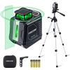 Firecore Livella laser con treppiede, linea laser autolivellante a 360° con linee orizzontali e verticali, laser verde con supporto magnetico, include 4 batterie AA e custodia per il trasporto - G30