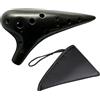 Helweet 12 Fori Ocarina, Ocarina Alto C, Ocarinas in Ceramica, 12 Buche Ocarinas, Strumento Semplice per Principianti, Non Professionisti, Nero, 17.5 x 9.5 cm, Con 1 Sacchetto di Contenimento