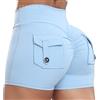 STARBILD Pantaloncini Donna con Tasche Scrunch Butt, Leggins Corti Vita Alta Push Up, Booty Shorts Cargo per Palestra Fitness Yoga, Cargo - Marrone M