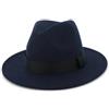 Generic Cappello Fedora giallo unisex in feltro di lana cappelli jazz eleganti fasce nere cappello a tesa larga, 10, Taglia unica