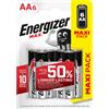 Energizer Blister 6 pile stilo AA - Energizer Max E301533804