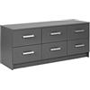 Inter Link - Cassettiera - Credenza - Credenza moderna - Credenza - 6 cassetti - Grigio - Elenzio 6S
