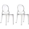 FASHION COMMERCE Set di 2 sedie ghost in policarbonato trasparente con schienale ovale - Bianco