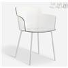 AHD AMAZING HOME DESIGN Sedia in policarbonato trasparente con braccioli e gambe legno Suntree Colore: Bianco