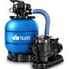 TILLVEX Pompa Filtro Piscina Portata 10 m³/h Blu - 5 funzioni di filtrazione - Filtro per piscina con indicatore di pressione - Impianto di filtrazione a