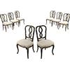 Gruppo Otto Sedie Antiche Stile Barocchetto Legno Laccato Italia 900