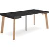 Skraut Home | Consolle allungabile | Tavolo consolle allungabile | 180 | Per 8 persone | Gambe in legno | Stile moderno | Nero