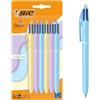 BIC 4 Colori Penne a Sfera con Punta Media 1,00 mm fusto Pastello - Colori Assortiti, confezione da 6 Unità