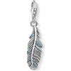 Thomas Sabo Ciondolo in Argento Sterling 925 1774 667 17, Ciondolo color argento a forma di piuma con pietre blu