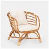 DEGHI Poltrona da giardino 78x74 h cm in rattan con cuscini bianchi - Odette