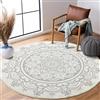 Carvapet Tappeto Rotondo 120cm Morbida Microfibra Tappeto a Cerchio Salotto Cameretta Soggiorno Antiscivolo Lavabile Mandala Boho Tappeti di Zona(Grigio Mandala)