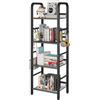 YMYNY Libreria a 4 strati, Libreria, Racchetto di stoccaggio, Mensole, Gancio a S 8 pezzi, Struttura in metallo, Stile minimalista, per Soggiorno, Ufficio, Bagno, Nero HBC054B