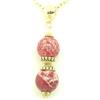 ThurColas Collana da donna con pendente con perla di diaspro imperiale rosso e perline tibetane in metallo dorato