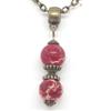 ThurColas Collana da donna con pendente in perla di diaspro imperiale rosso e perline tibetane in bronzo antico