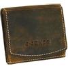 J JONES JENNIFER JONES J.Jones - Portafoglio in pelle da uomo con ampia tasca per monete, aspetto usato, marrone antico vintage