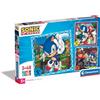 Clementoni- Sonic Supercolor Puzzle-Sonic-3x48 (Include 3 48 Pezzi) Bambini 5 Anni, Puzzle Cartoni Animati, Made in Italy, Multicolore, 25320