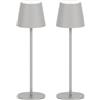Klighten 2 Pezzi LED Dimmerabile Grigio Sabbia Lampada da Scrivania senza fili, Ricaricabile Interni/Esterni Lampada da tavolo a batteria con USB-C, Luce calda 3000K, Alluminio, Impermeabile IP54