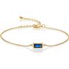 Namana Delicato Bracciale Zaffiro per Donna, con Pietre Taglio Baguette, Semplice Braccialetto Blu in Oro per Ragazza