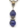 ThurColas Collana da donna con pendente in perle di Lapislazzuli blu e perle tibetane in bronzo antico