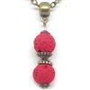 ThurColas Collana da donna con pendente in perla di pietra lavica rossa e perline tibetane in bronzo antico