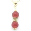 ThurColas Collana da donna con pendente in perline di corniola rossa e perline tibetane in metallo dorato