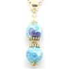 ThurColas Collana da donna con pendente in perline di giada bianca tinta blu e viola e perline tibetane in metallo dorato