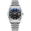 ADDIESDIVE ADDIEDIVE Orologio Automatico di Lusso o Uomini 39MM Semplice Quadrante Analogico Jubilee Cinturino in Acciaio NH35A Movimento AD2029 (Nero)