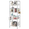 YMYNY Libreria a 4 strati, Libreria, Racchetto di stoccaggio, Mensole, Gancio a S 8 pezzi, Struttura in metallo, Stile minimalista, per Soggiorno, Ufficio, Bagno, Bianco HBC054W