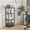 YMYNY Scaffale a 4 livelli, Libreria, Mensola a gradini, Alto 112 cm, Telaio in Metallo, Stile Industriale, per Soggiorno, Studio, Ufficio, Cucina, Nero HBC004B