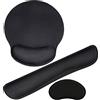 BEOIUCZZY Tappetino per Mouse e Tastiera, Appoggio per Polsi da Tastiera in Memory Foam con Fondo Antiscivolo Cuscini Poggiapolsi e Mouse Pad con Poggiapolsi per Computer, Ufficio, Casa, Gioco (Nero)