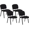 Beliani Set di 4 sedie da conferenza tessuto nero CENTRALIA