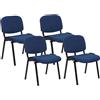 Beliani Set di 4 sedie da conferenza tessuto blu CENTRALIA