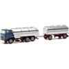 Herpa Basic modello di camion MAN F8 autotreno cisterna per latte, giallo Giamaica, in scala 1:87, modello base economico, tedesco, statuetta plastica