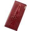 Rongda Smart Home Vera Pelle Portafoglio Delle Signore Coccodrillo Lungo Frizione Portafogli Donne Femminile Moneta Borse Titol, Rosso, 18.5cm, Casual