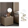 TOT ELECTRIC Lampada da tavolo comodino oro con sfera in vetro bianco design moderno lume dorato con cerchi